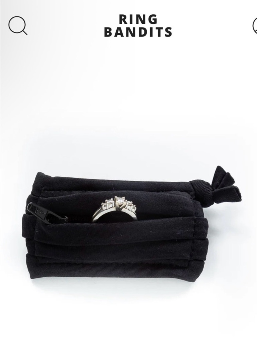 Black Jewelry Pouch Bracelet- Compact Ring Storage size medium